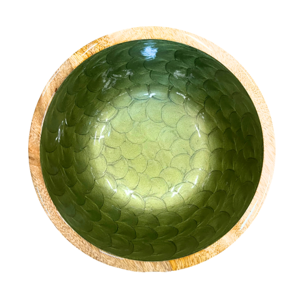 saladier en manguier peint nacre verte