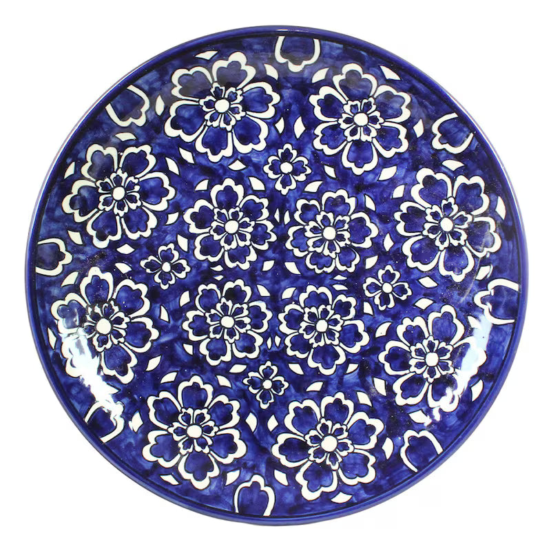 Plat en céramique bleu floral