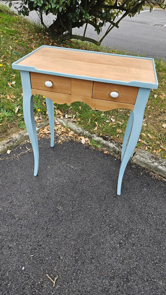 Console bois et bleu