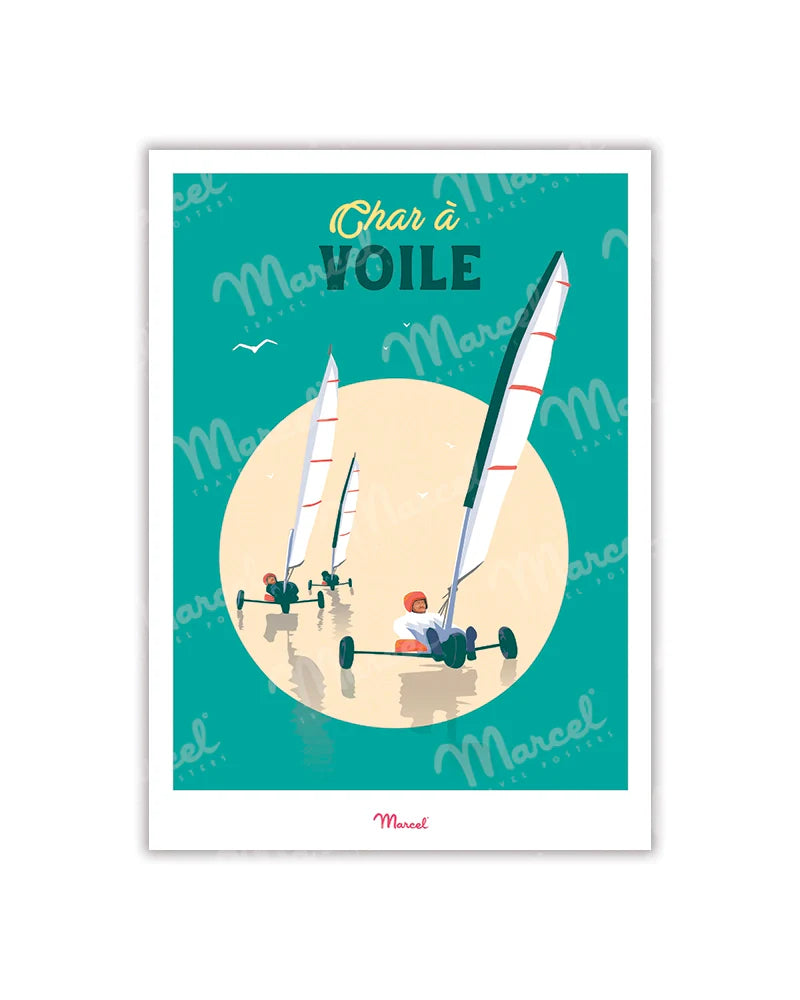 Carte postale - Char à voile