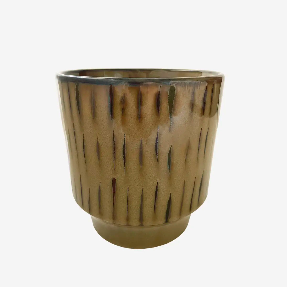 Pot rayé brun