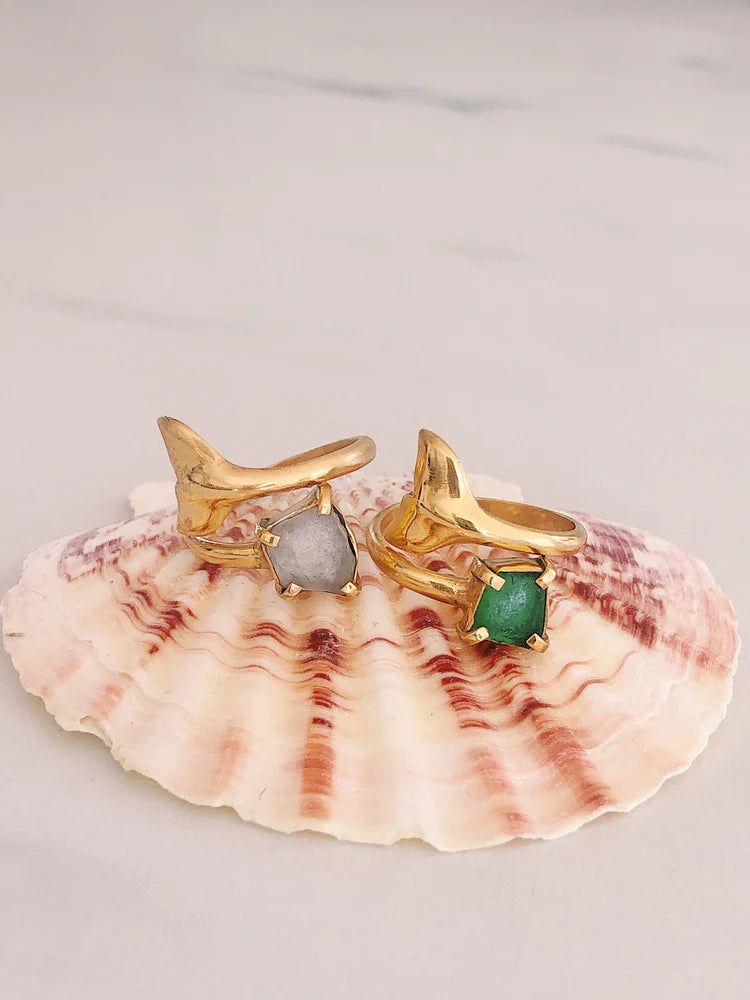 Bague queue de Baleine et verre