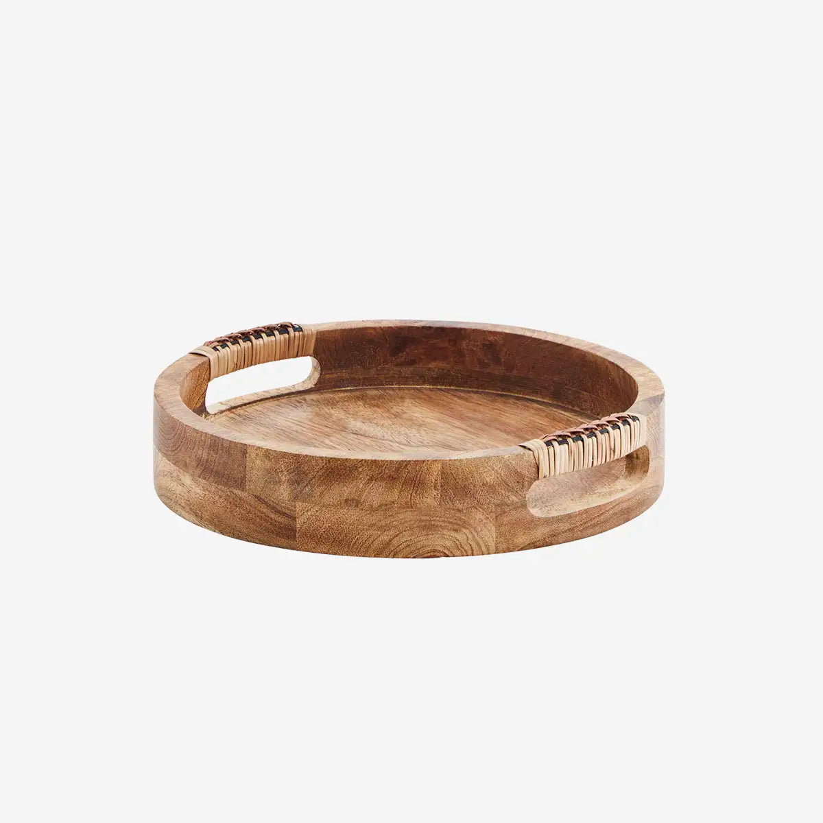 Plateau rond en bois et bambou
