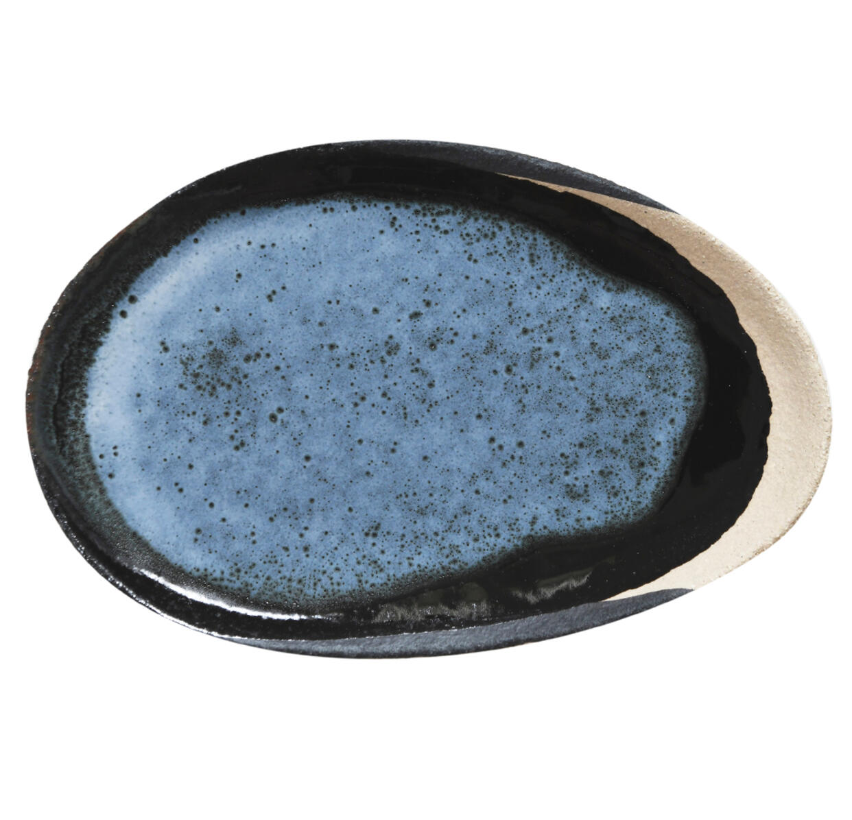 Plat ovale - Bleu et noir