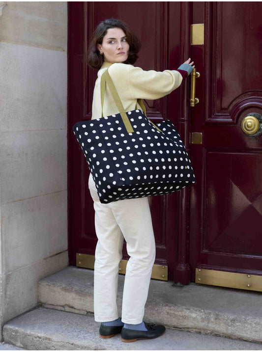 Sac cabas à pois caviar