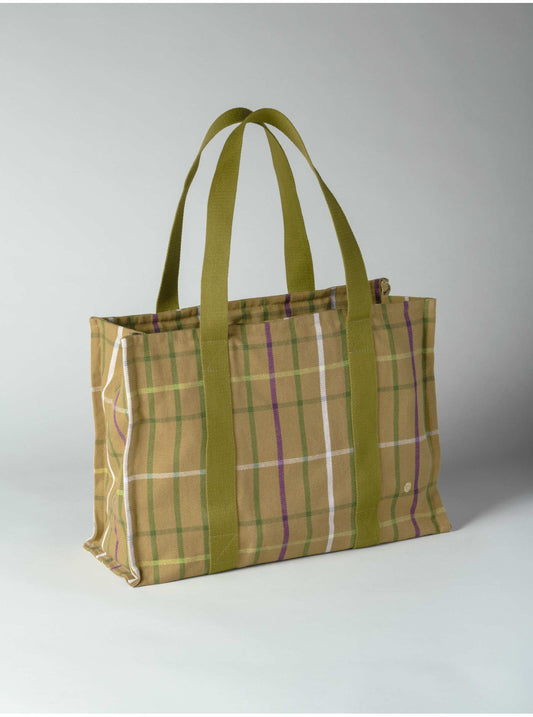 Sac à main à carreaux marron