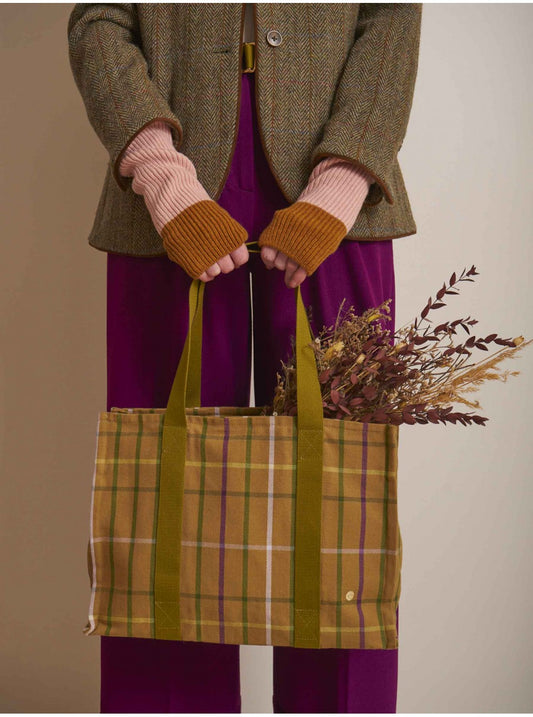 Sac à main à carreaux marron