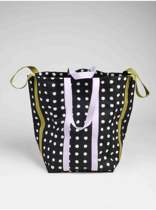 Sac maxi cabas à pois caviar