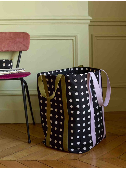 Sac maxi cabas à pois caviar