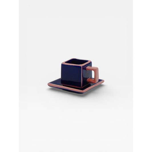 Tasses et sous tasses cubiques - Bleu