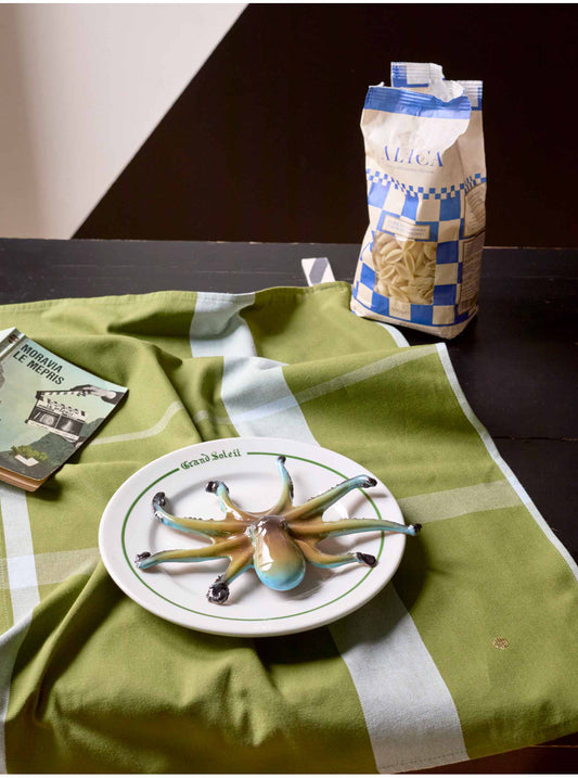 Torchon à carreaux pistache