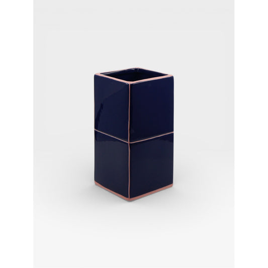 Vase cubique double - Bleu
