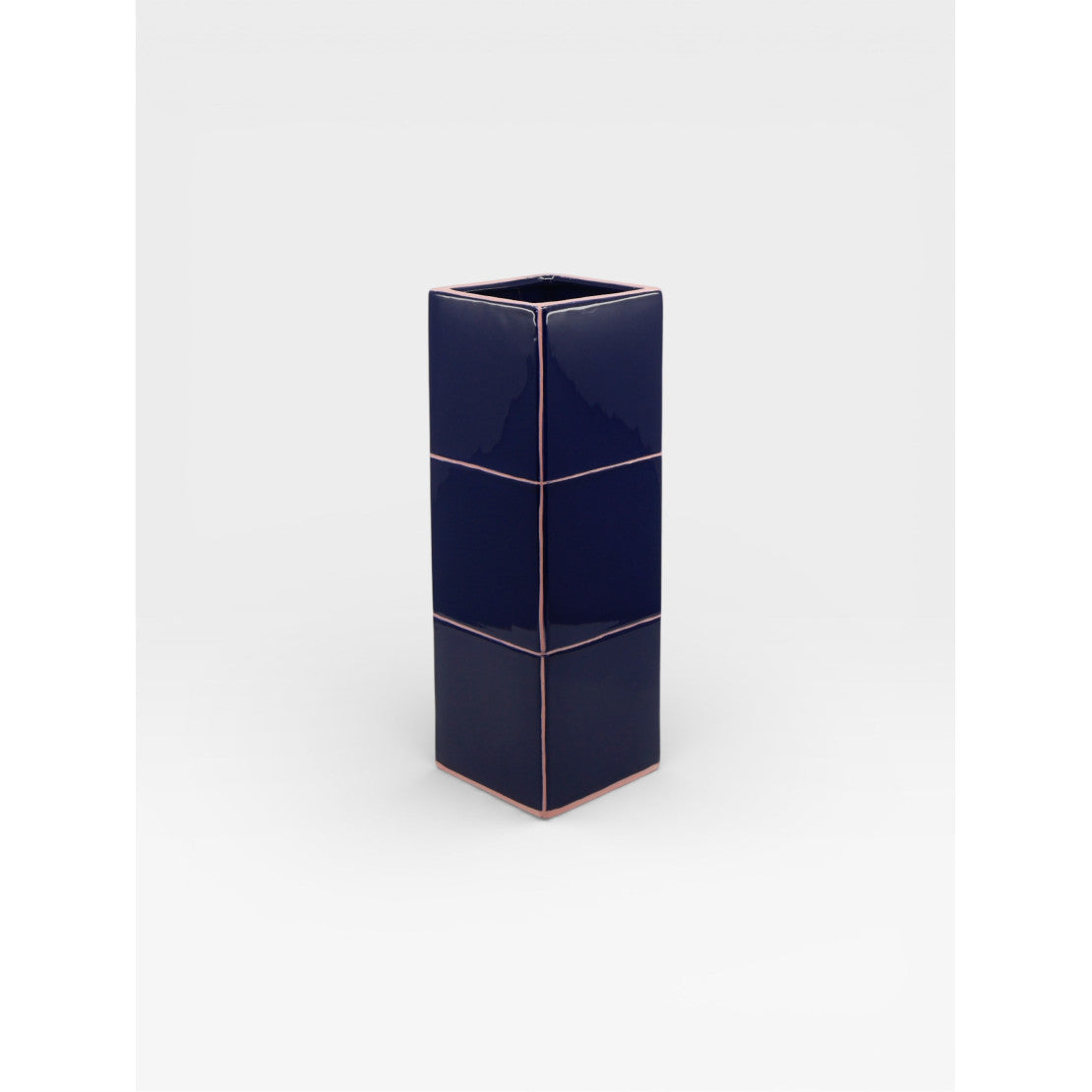 Vase cubique triple - Bleu
