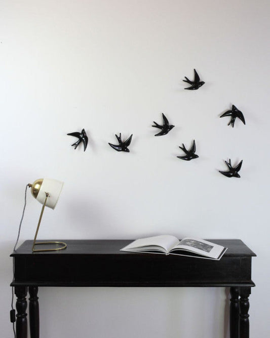 Hirondelle en céramique - Noir émaillé