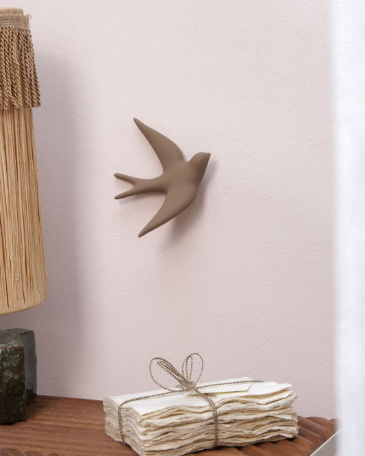 Hirondelle en céramique - Terre brune