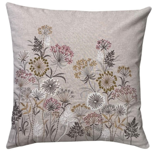 Coussin brodé pissenlit