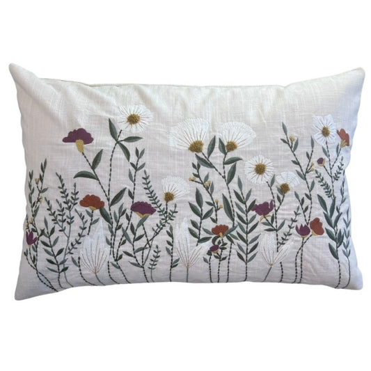 Coussin brodé marguerite