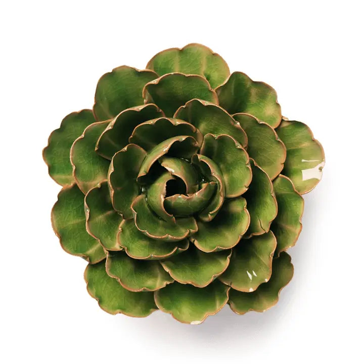 Fleur en céramique - Pivoine vert