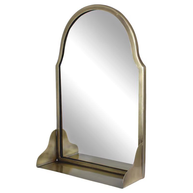 Miroir vintage en métal avec étagère