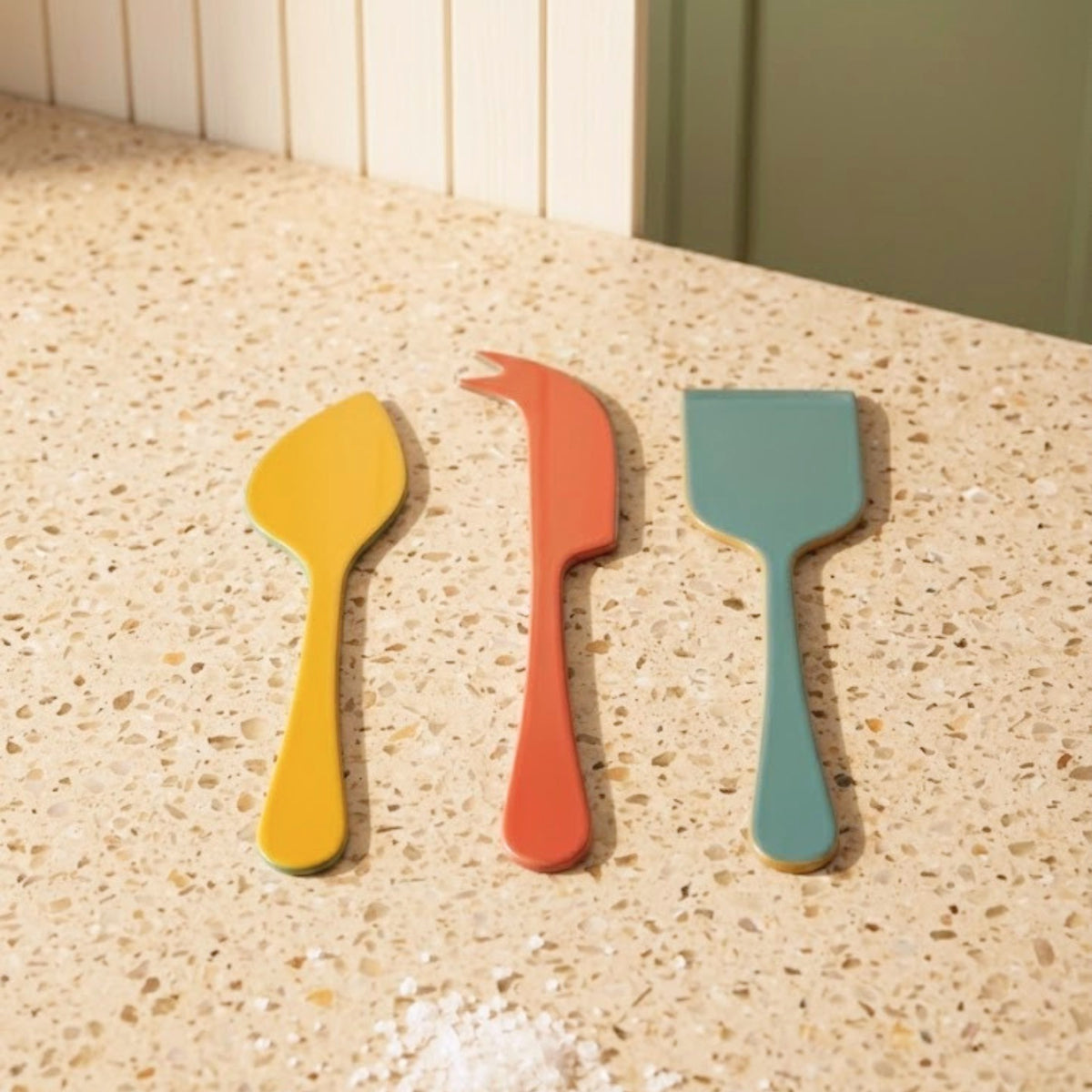 Set de couvert à fromage en métal émaillé