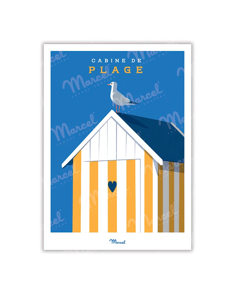 Carte postale - Cabine de plage jaune
