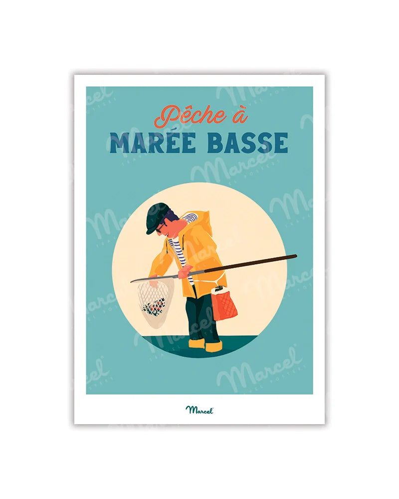 Carte postale - Pèche à marrée basse