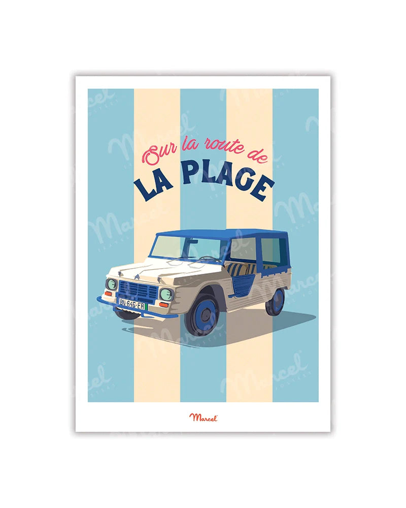 Carte postale - Sur la route de la plage