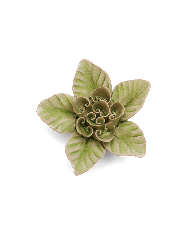Fleur en céramique - Lotus vierge vert