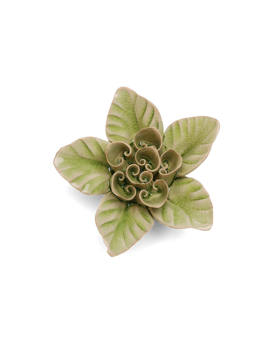Fleur en céramique - Lotus vierge vert