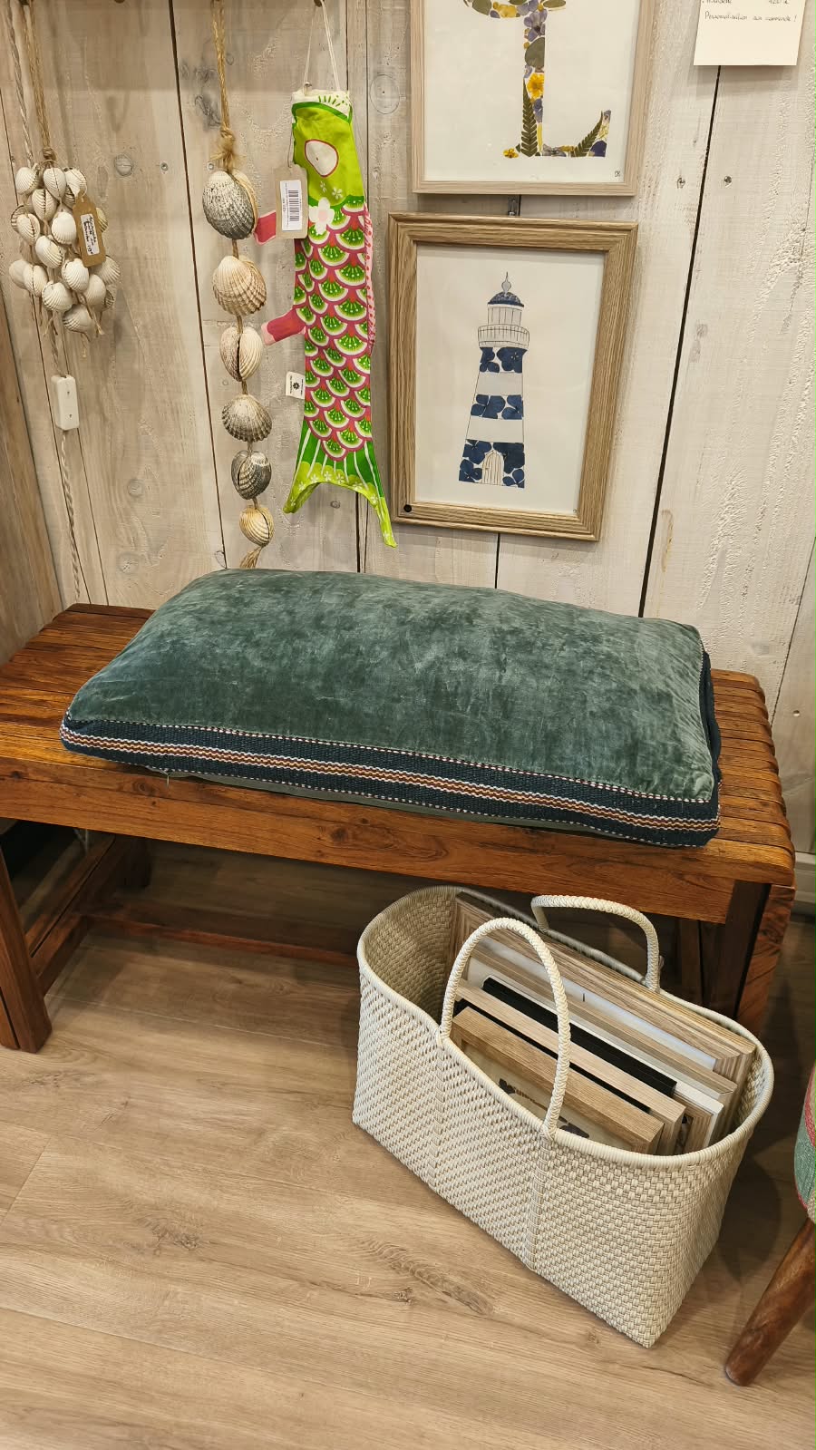 Coussin en velour - Bleu gris