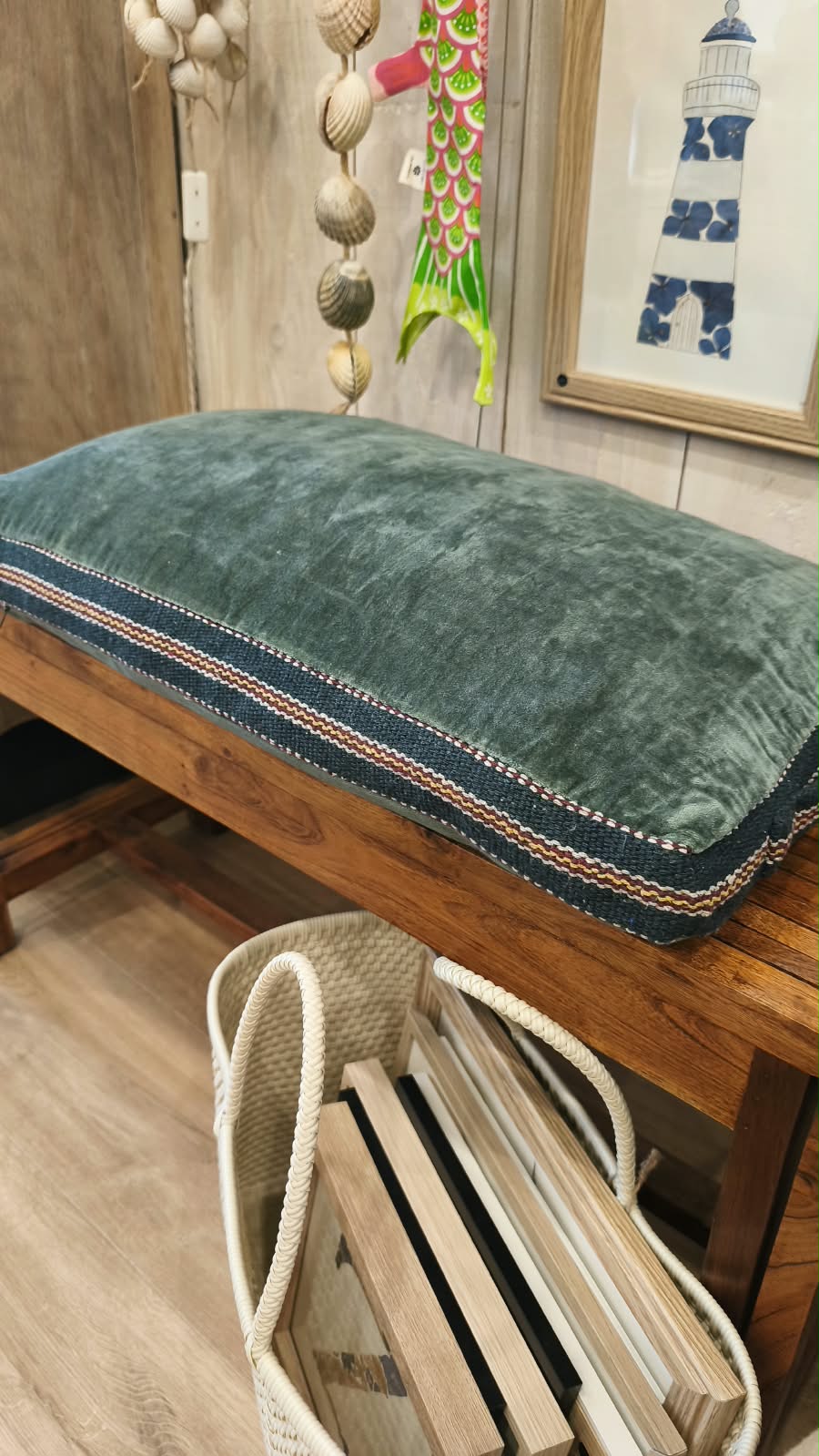 Coussin en velour - Bleu gris