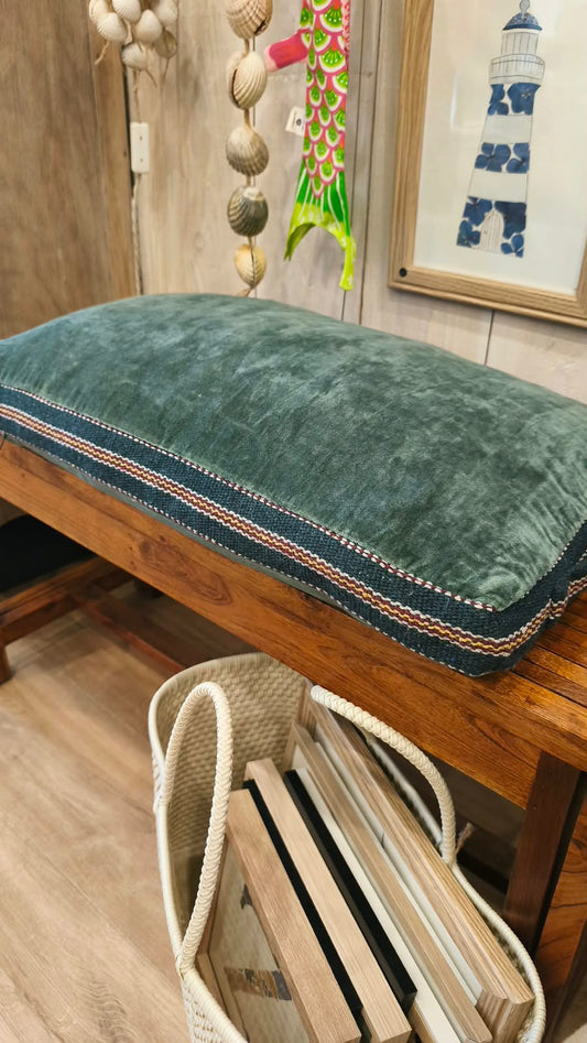 Coussin en velour - Bleu gris