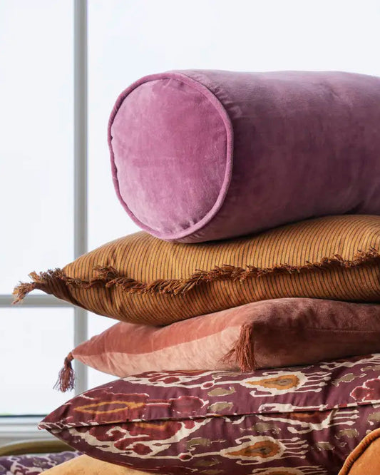 Traversin en velours - bordeaux