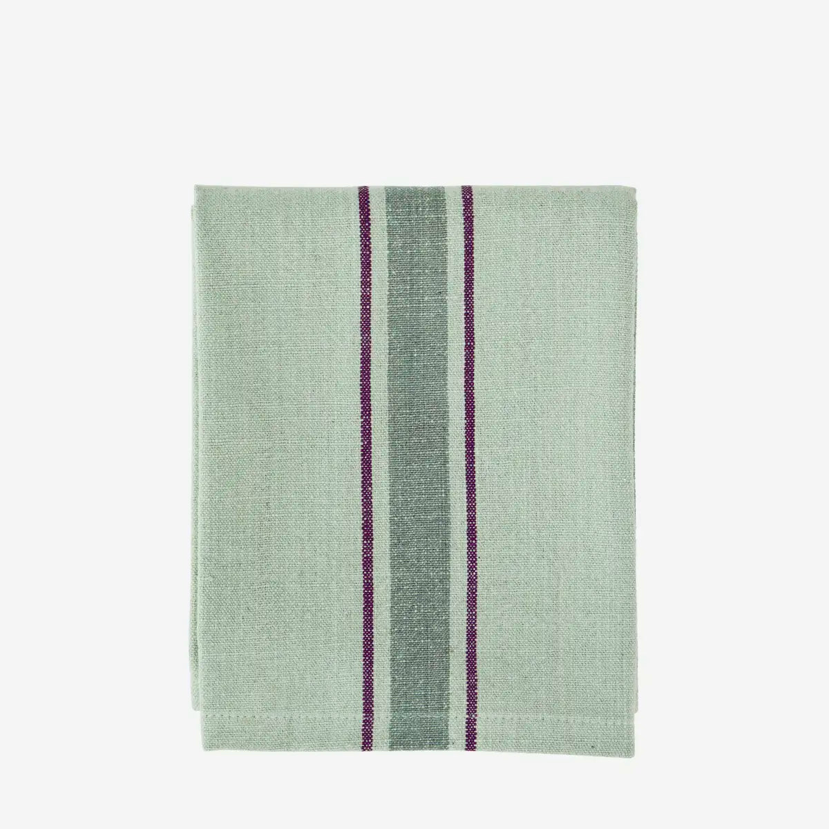 Torchon rayé vert d'eau
