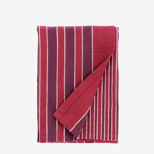 Torchon rayé framboise et violet