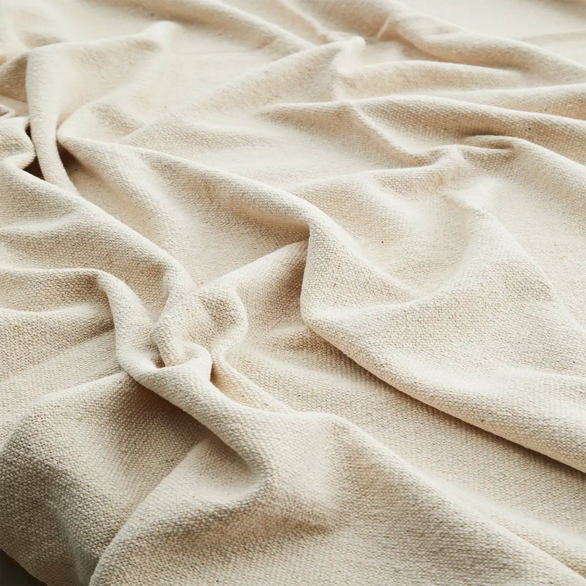 Plaid en coton recyclé écru