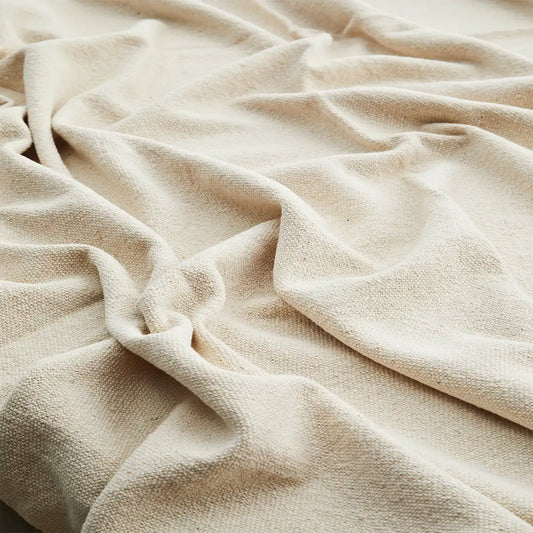 Plaid en coton recyclé écru