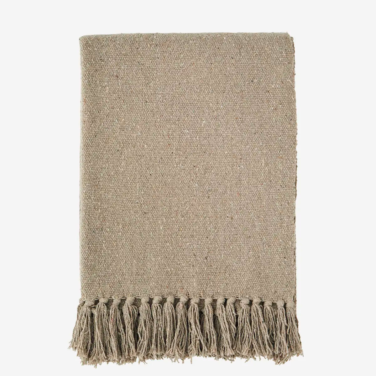 Plaid en coton recyclé taupe
