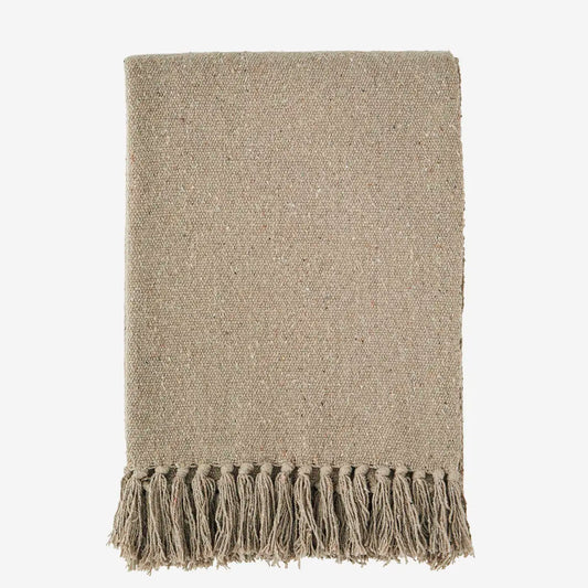Plaid en coton recyclé taupe