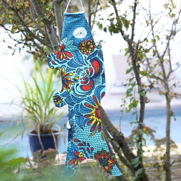 Carpe japonaise Fleur bleu en coton bio