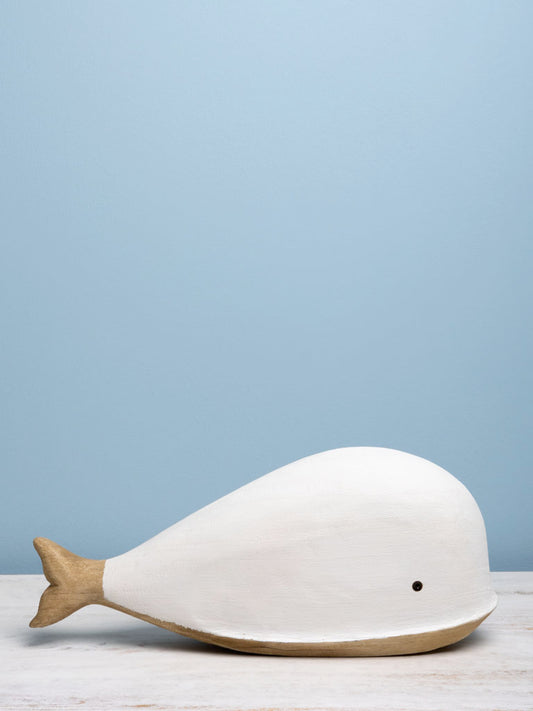 Baleine en bois blanche