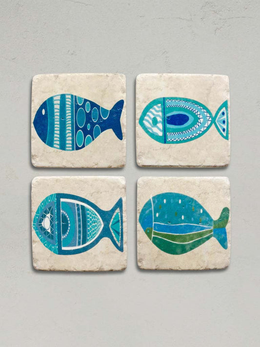 Sous verre carreaux de ciment - Poisson