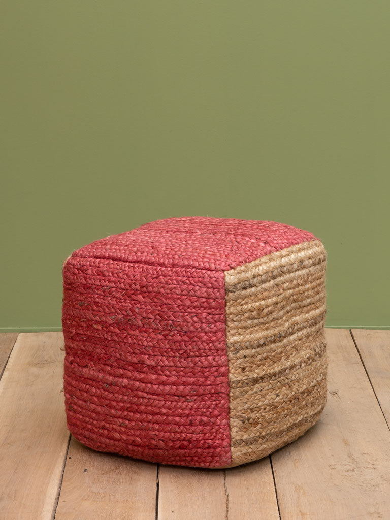 Pouf en jute rouge