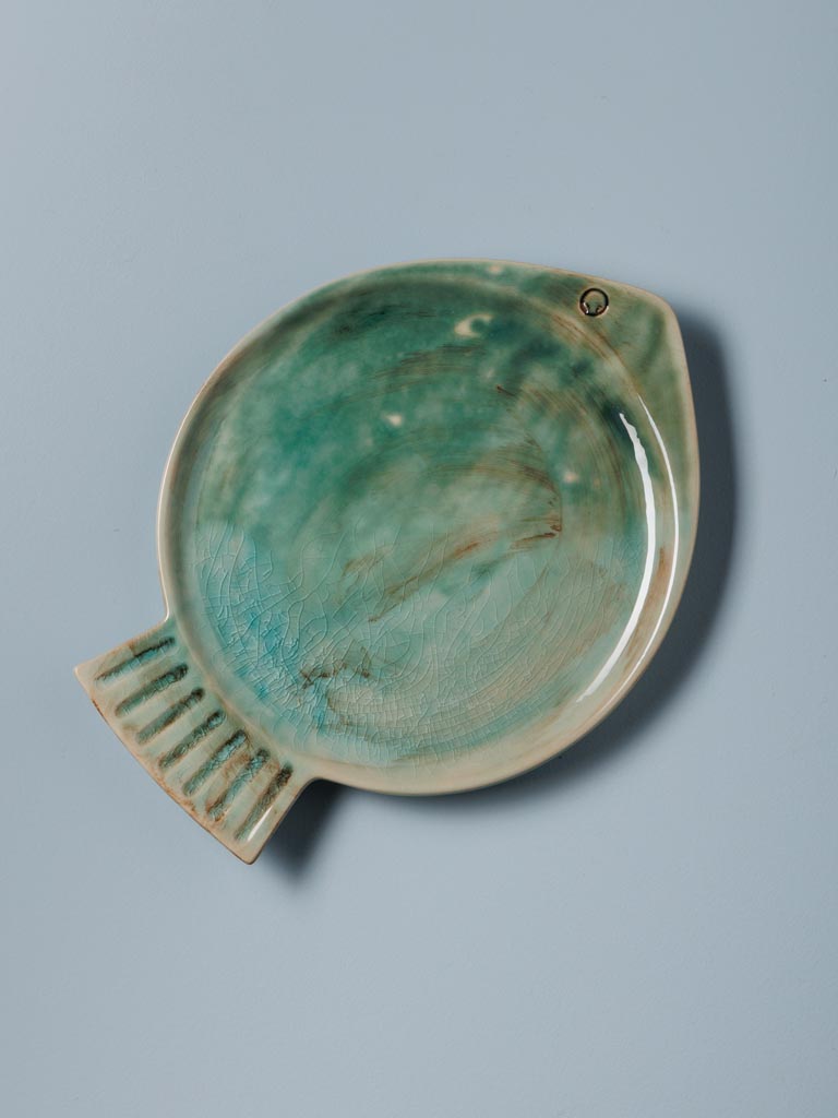 Assiette poisson rond - Turquoise