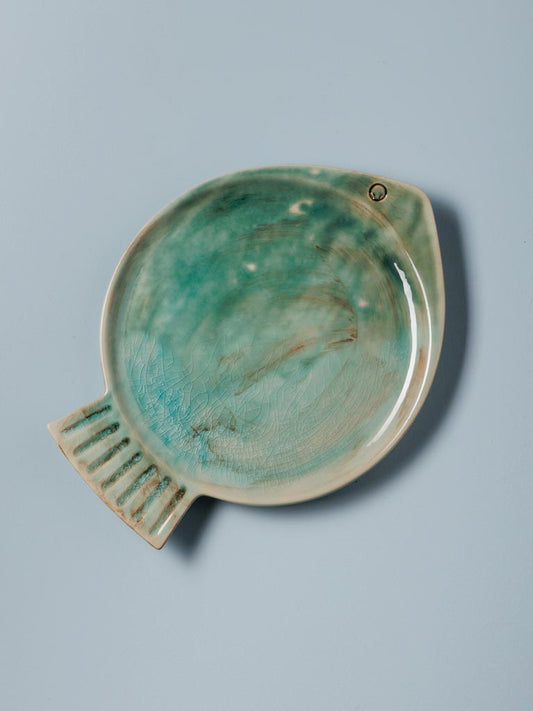 Assiette poisson rond - Turquoise