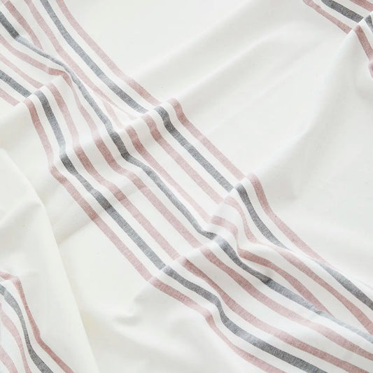 Plaid de plage rayé beige et rose