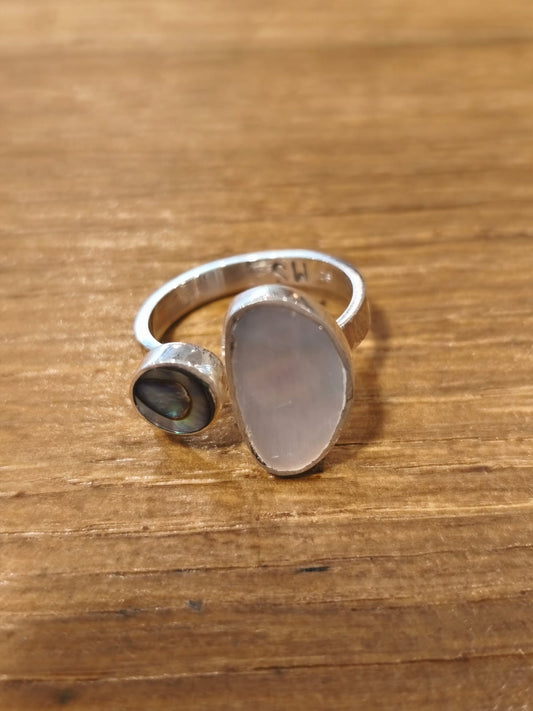 Bague double Coquillage - Abalone et Nacre