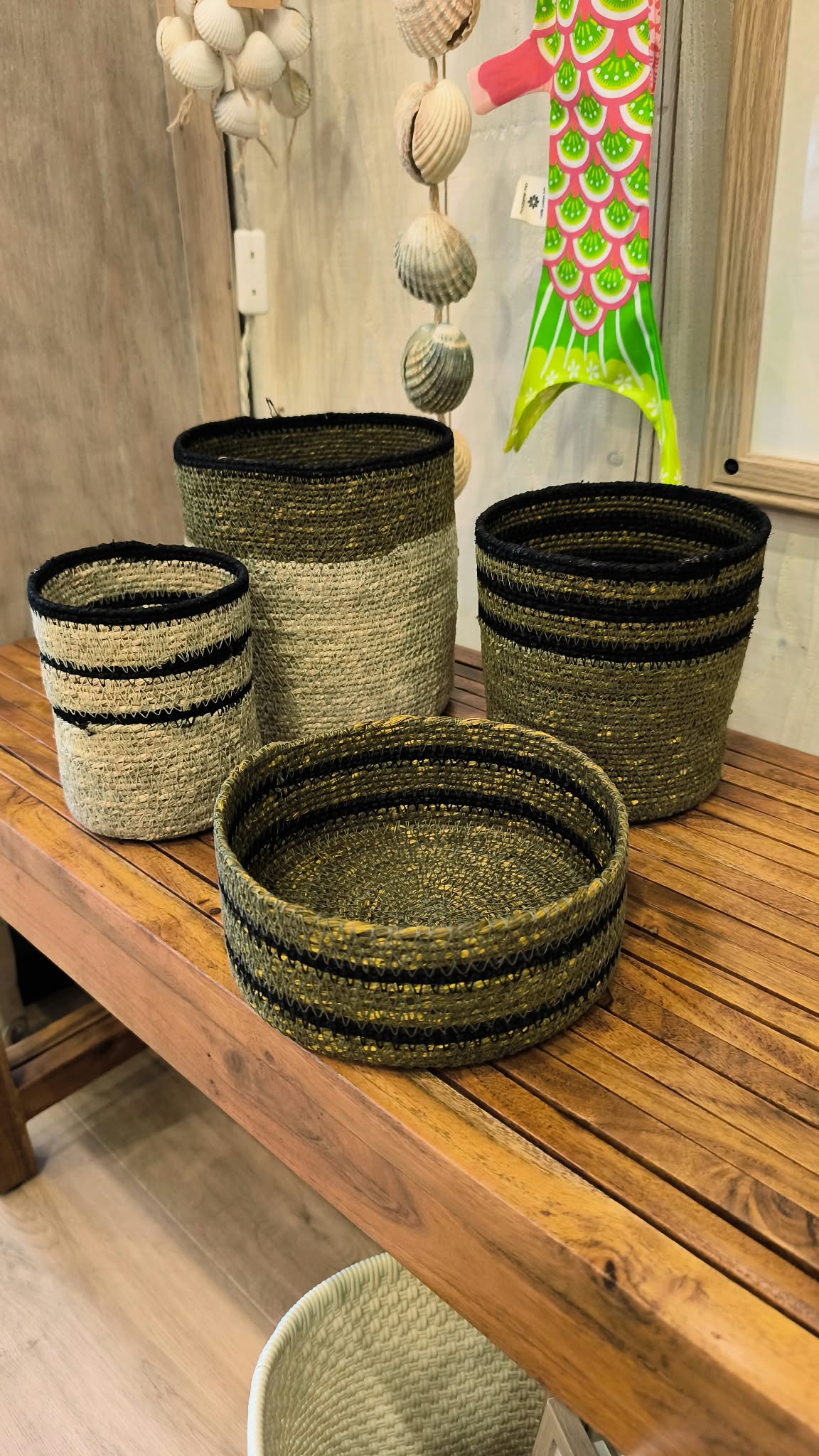 Set de 3 panier en jonc de mer