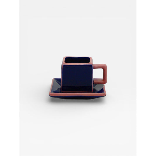 Tasses et sous tasses cubiques - Bleu