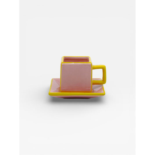 Tasses et sous tasses cubiques - Rose